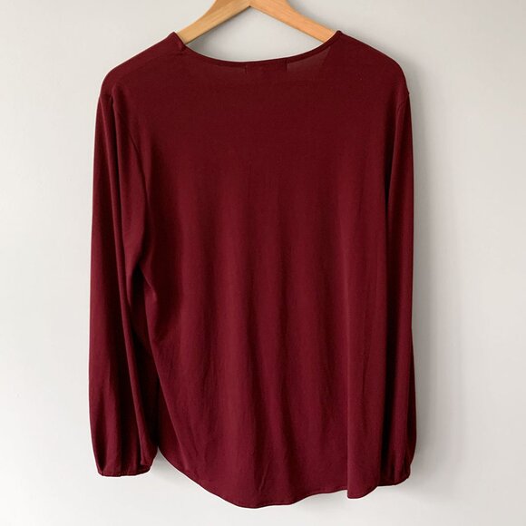Banana Republic Women's Burgundy Long Sleeve Wrap Blouse - Picture 5 of 6